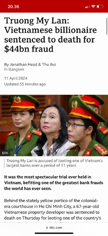 #越南🇻🇳亿万富翁被判处死刑这是越南有史以来最壮观的审判，与世界上有史以来最大的银行欺诈行为之一相啲美