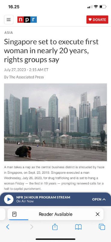 #新加坡死刑第一个女人新加坡周五绞死了一名因试图贩运一盎司海洛因而被定罪的妇女，这是近二十年来首次处决一名女囚犯，人权组织谴责这是该城邦及其臭名昭著的严厉禁毒法的“严峻里程碑”