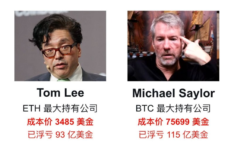 请选择你的抄底对象以太坊的 Tom Lee 或比特币的 Michael Saylor他们此时均需要你的帮助感谢家人们投稿！