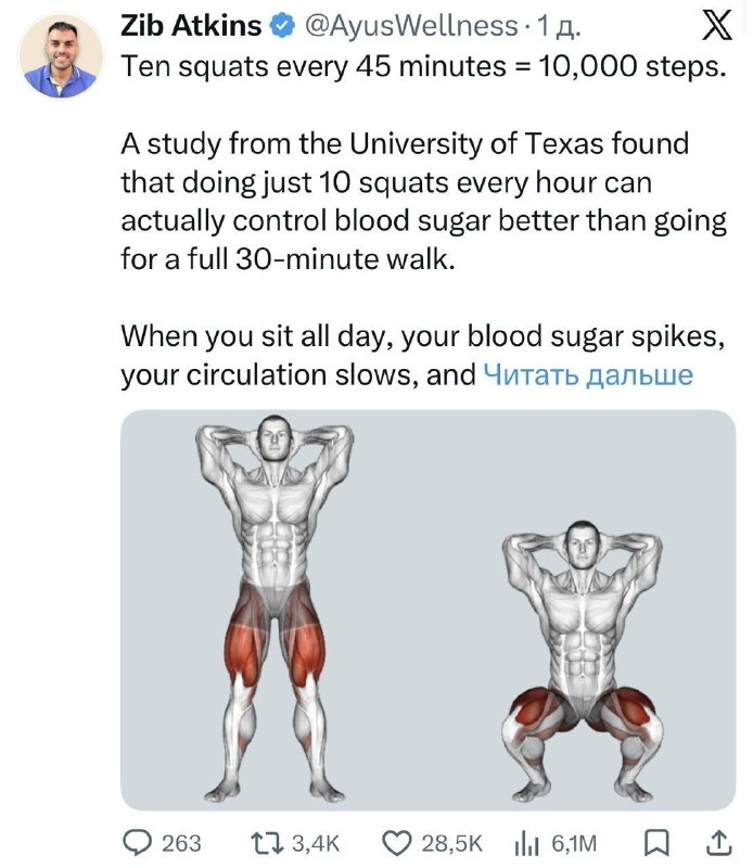 研究表明，每隔 45 分钟做 10 个深蹲比每天走 10,000 步更有效