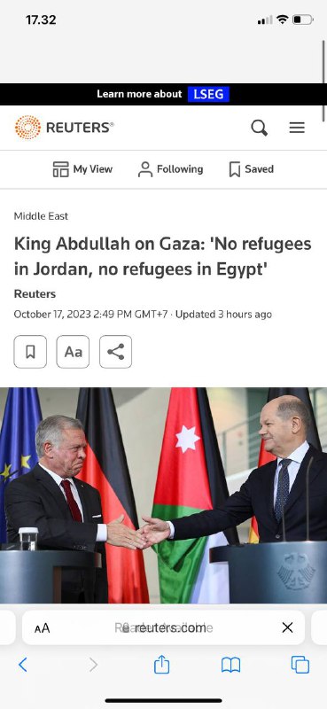 #约旦🇯🇴阿卜杜拉国王约旦不能有加沙🇵🇸难民，埃及也不能有”人道主义局势必须在加沙和西岸🇵🇸内处理