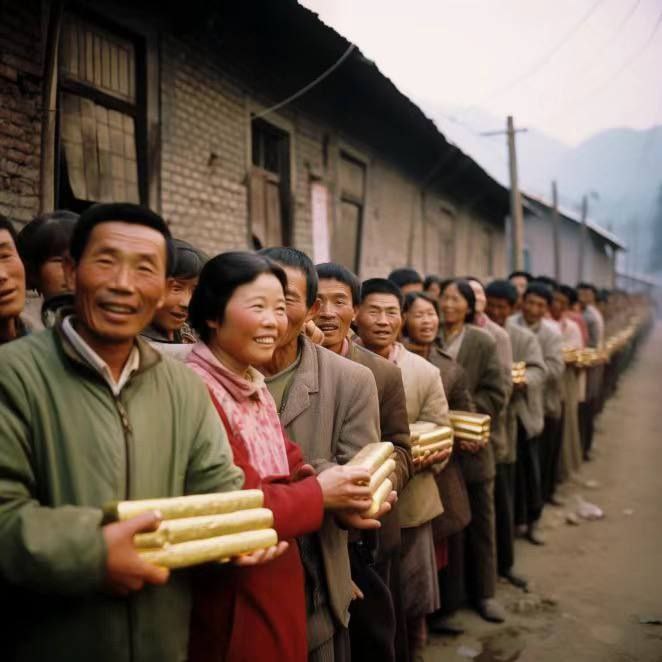 村里 发 金条 了 见者有份 （ #AI 合成）村里 发 金条 了 见者有份 （ #AI 合成）