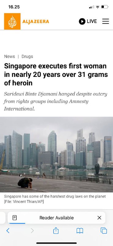 #新加坡死刑第一个女人新加坡周五绞死了一名因试图贩运一盎司海洛因而被定罪的妇女，这是近二十年来首次处决一名女囚犯，人权组织谴责这是该城邦及其臭名昭著的严厉禁毒法的“严峻里程碑”