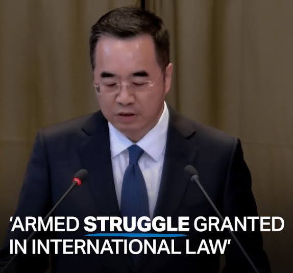 #哈马斯恐怖分子赞扬中国🇨🇳在国际法院对他们的支持🇨🇳外交部法律顾问周五在海牙国际法院（ICJ）对恐怖组织电报频道的评论在近30分钟的演讲中，🇨🇳外交部法律顾问马新民开始说：“处理巴勒斯坦🇵🇸人问题是对人类集体良知、联合国智慧和国际法权威的试金石