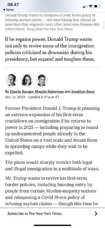 #大规模突袭、大营地和大规模驱逐：特朗普🇺🇸2025年移民计划内幕如果他重新掌权，特朗普不仅希望恢复一些在总统任期内被批评为严厉的移民政策，还希望扩大和加强这些政策