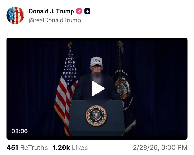 美国总统特朗普：伊朗正在研发威胁美国及其他国家的远程导弹